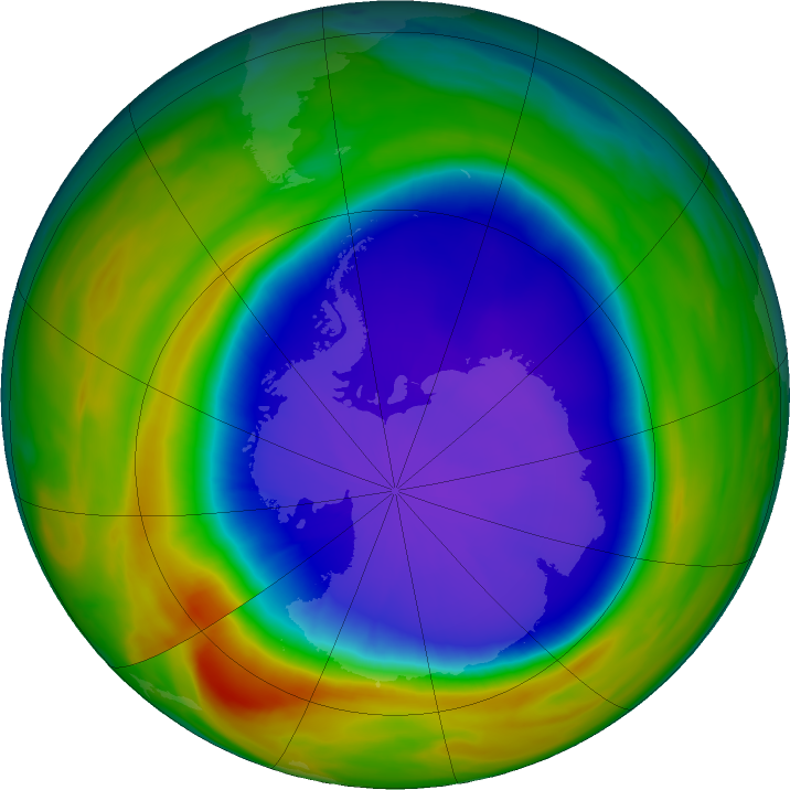 Antarctic ozone map for 26 September 2024